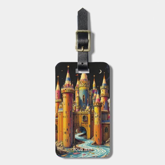 Fantasy Cute Kasteel Van Potloden Bagagelabel (Voorkant verticaal)