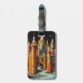 Fantasy Cute Kasteel Van Potloden Bagagelabel (Achterkant verticaal)