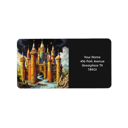 Fantasy Cute Kasteel Van Potloden Etiket (Voorkant)
