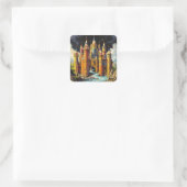 Fantasy Cute Kasteel Van Potloden Vierkante Sticker (Tas)