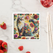 Fantasy Cute Kat Gebrandschilderd Glas Servet (Insitu)