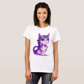 Fantasy Cute Kawaii baby Cheshire cat kitten T-shirt (Voorkant volledig)
