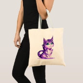 Fantasy Cute Kawaii baby Cheshire cat kitten Tote Bag (Voorkant (product))