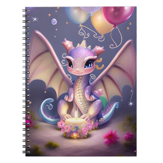 Fantasy Cute Kawaii baby dragon Briefkaart Notitieboek (Voorkant)