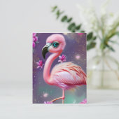 Fantasy Cute Kawaii baby flamingo Briefkaart (Staand voorkant)