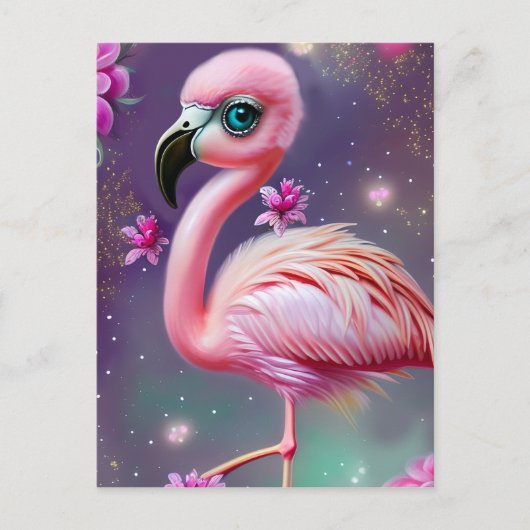 Fantasy Cute Kawaii baby flamingo Briefkaart (Voorkant)