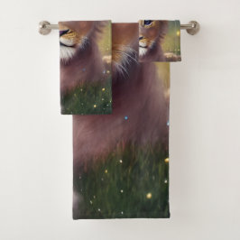 Fantasy Cute Kawaii baby lion cub Bad Handdoek