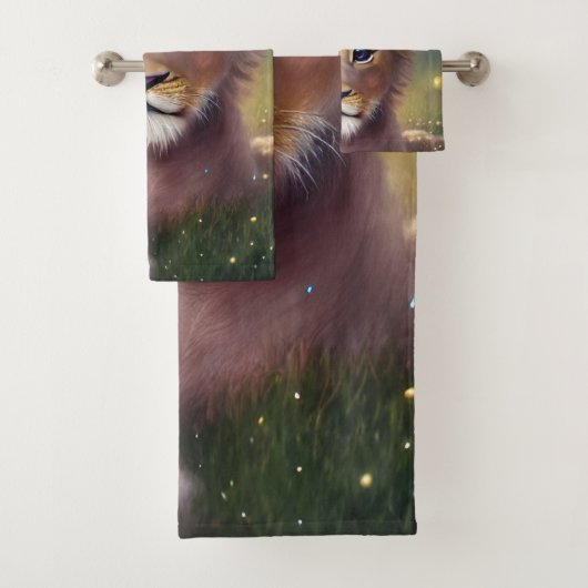 Fantasy Cute Kawaii baby lion cub Bad Handdoek (Insitu)