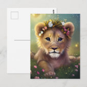Fantasy Cute Kawaii baby lion cub Briefkaart (Voorkant / Achterkant)