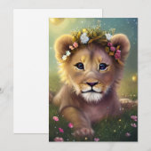 Fantasy Cute Kawaii baby lion cub Feestdagenkaart (Voorkant / Achterkant)