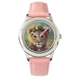 Fantasy Cute Kawaii baby lion cub Horloge