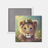 Fantasy Cute Kawaii baby lion cub Magneet (Voorkant / Achterkant)