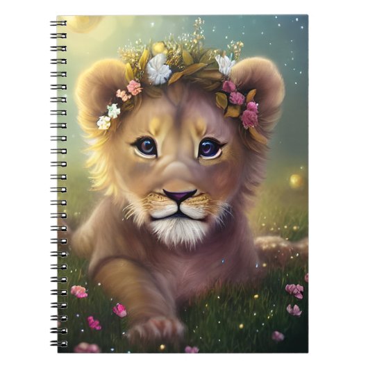 Fantasy Cute Kawaii baby lion cub Notitieboek (Voorkant)