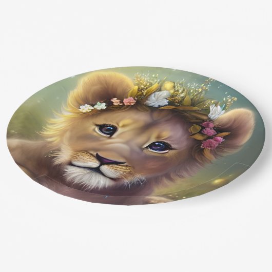 Fantasy Cute Kawaii baby lion cub Papieren Bordje (Gekanteld)