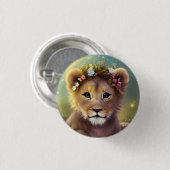 Fantasy Cute Kawaii baby lion cub Ronde Button 3,2 Cm (Voorkant /achterkant)