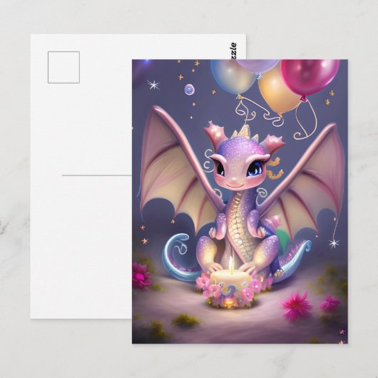 Fantasy Cute Kawaii babyslakdragon Briefkaart (Voorkant / Achterkant)