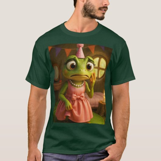 Fantasy Cute Kikker Meisje Feest T-shirt (Voorkant)