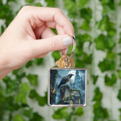 Fantasy Cute Klokwerk Raven Kathedraal Sleutelhanger (Hand)