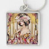 Fantasy Cute Lady Art Deco Sleutelhanger (Voorkant)