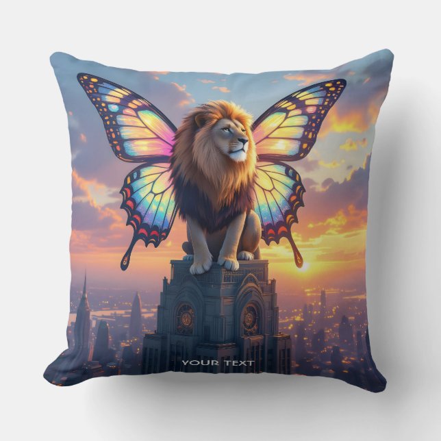 Fantasy Cute Leeuw Vlindervleugels Kussen (Voorkant)