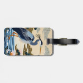 Fantasy Cute Levendige Japanse Reiger Blauw Bagagelabel (Achterkant horizontaal)