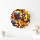 Fantasy Cute Lion And Kitten Grote Klok (Huis)