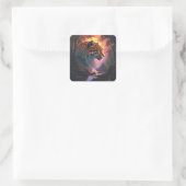 Fantasy Cute Luipaard Bij Zonsondergang Vierkante Sticker (Tas)