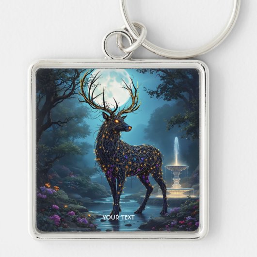 Fantasy Cute Maan Hert Nacht Sleutelhanger (Voorkant)