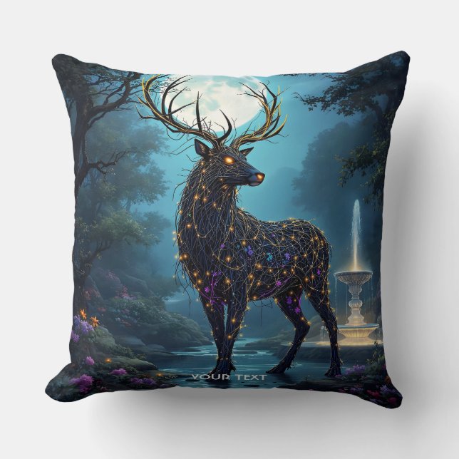Fantasy Cute Maan Herten Nacht Kussen (Voorkant)