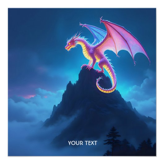 Fantasy Cute Mist Omhulde Draak Perfect Poster (Voorkant)