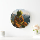 Fantasy Cute Monk Frog Mountains Grote Klok (Huis)