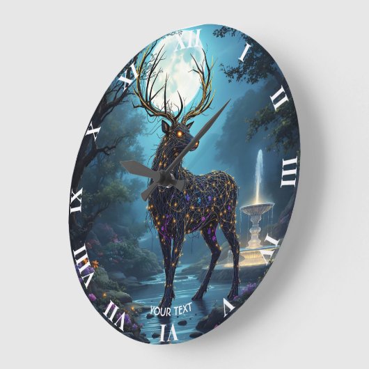 Fantasy Cute Moon Deer Night Grote Klok (Hoek)