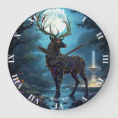 Fantasy Cute Moon Deer Night Grote Klok (Voorkant)