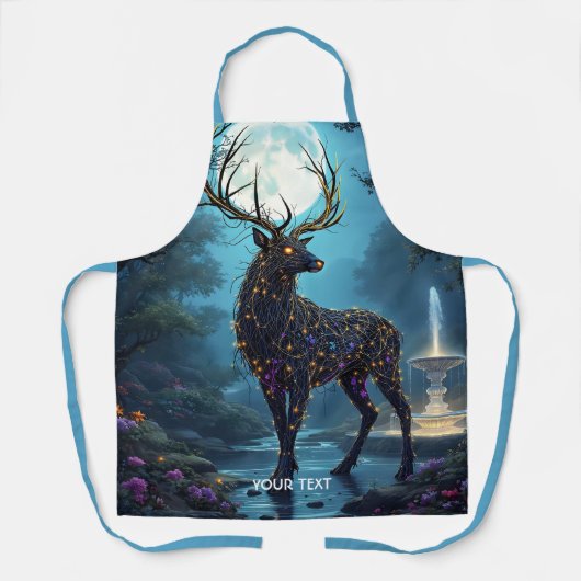 Fantasy Cute Moon Deer Night Schort (Voorkant)