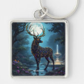Fantasy Cute Moon Deer Night Sleutelhanger (Voorkant)