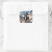 Fantasy Cute Moses Ten Commandments Vierkante Sticker (Tas)