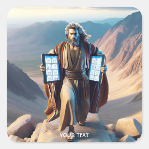 Fantasy Cute Moses Ten Commandments Vierkante Sticker