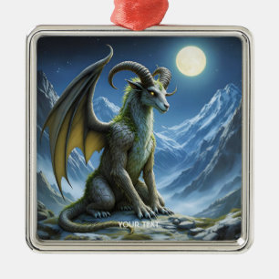 Fantasy Cute Mythische Ram Draak Metalen Ornament