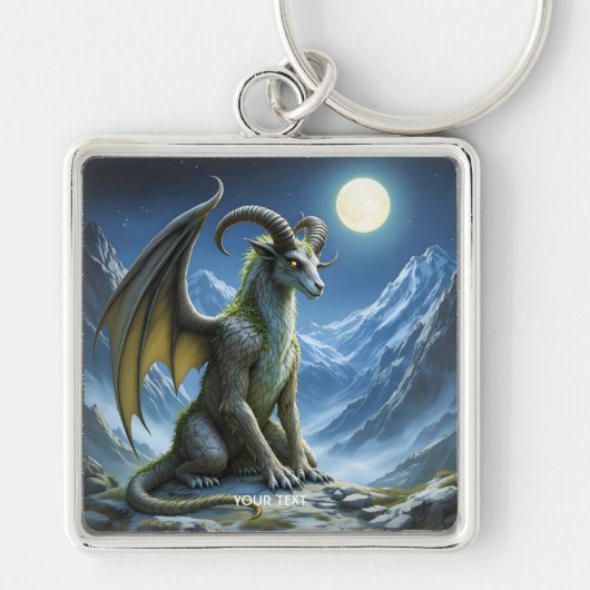 Fantasy Cute Mythische Ram Draak Sleutelhanger (Voorkant)