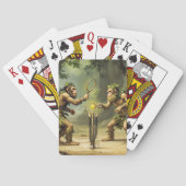 Fantasy Cute Neandertals Playing Tennis Pokerkaarten (Achterkant)