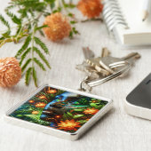 Fantasy Cute Orange Green Girl Sleutelhanger (Zijkant)