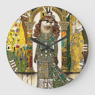 Fantasy Cute Otter Art Deco Grote Klok