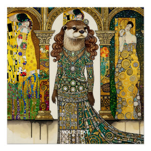 Fantasy Cute Otter Art Deco Perfect Poster