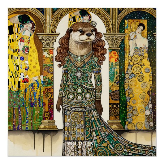 Fantasy Cute Otter Art Deco Perfect Poster (Voorkant)