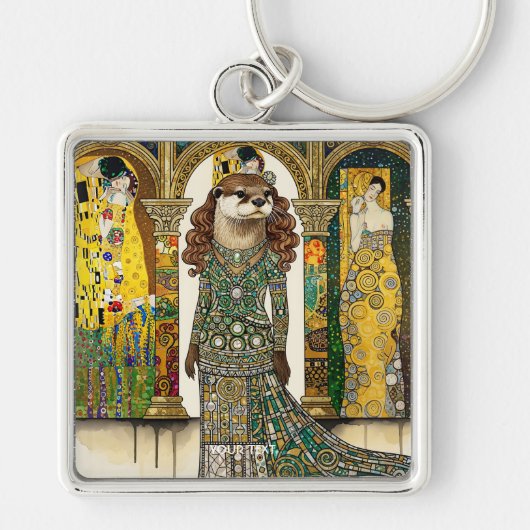 Fantasy Cute Otter Art Deco Sleutelhanger (Voorkant)