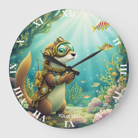 Fantasy Cute Otter Steampunk Pak Grote Klok (Voorkant)