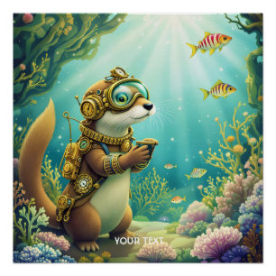 Fantasy Cute Otter Steampunk Pak Perfect Poster