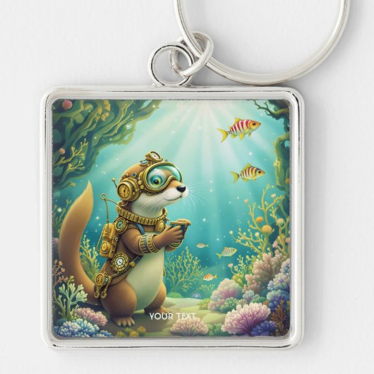Fantasy Cute Otter Steampunk Pak Sleutelhanger (Voorkant)