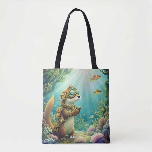 Fantasy Cute Otter Steampunk Pak Tote Bag (Voorkant)