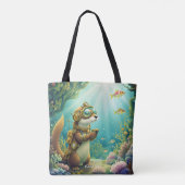 Fantasy Cute Otter Steampunk Pak Tote Bag (Achterkant)